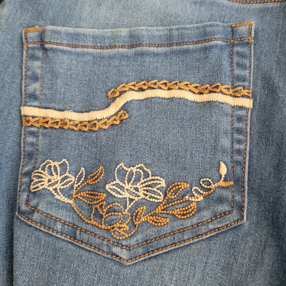 The Frontier Women Jeans Jeggings Size Large Embroidery on Pockets 5 Pockets - Picture 3 of 13